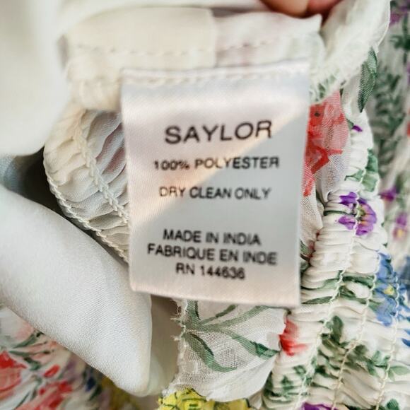 Saylor Floral Teryn Top Womens Size S Blouse Cropped Puff Sleeve Forest Fairy - Picture 7 of 7